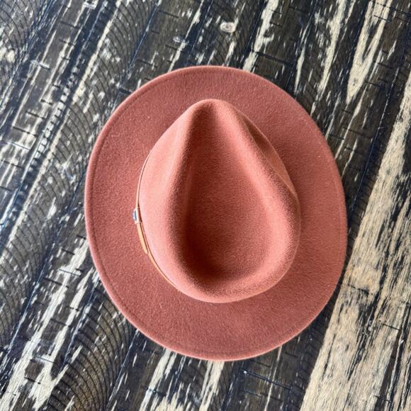 BRIXTON - Rust Orange Ribbon Brim Hat Fedora - SMALL